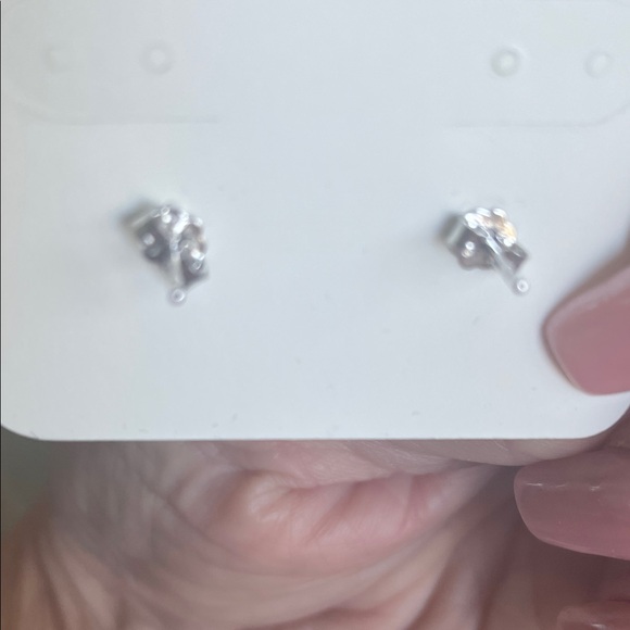 Sparkling Moissanite Stud Earrings in Silver - Picture 3 of 4